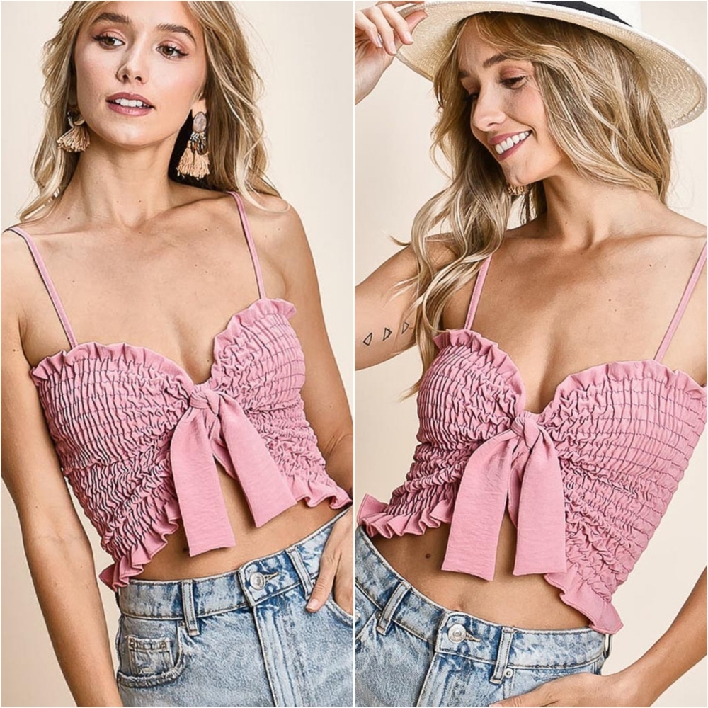 Rosy Ruffle Cropped Cami